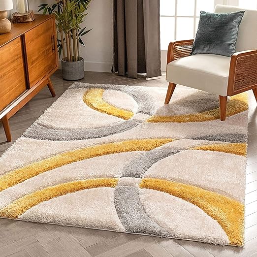 Mustard Arc Shaggy Rug
