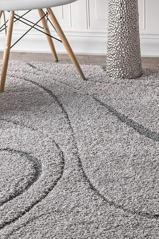 Silver Curve Shaggy Rug