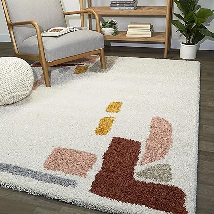 Terracotta Abstract Shaggy Rug