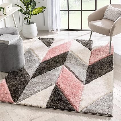 Blush Chevron Shaggy Rug