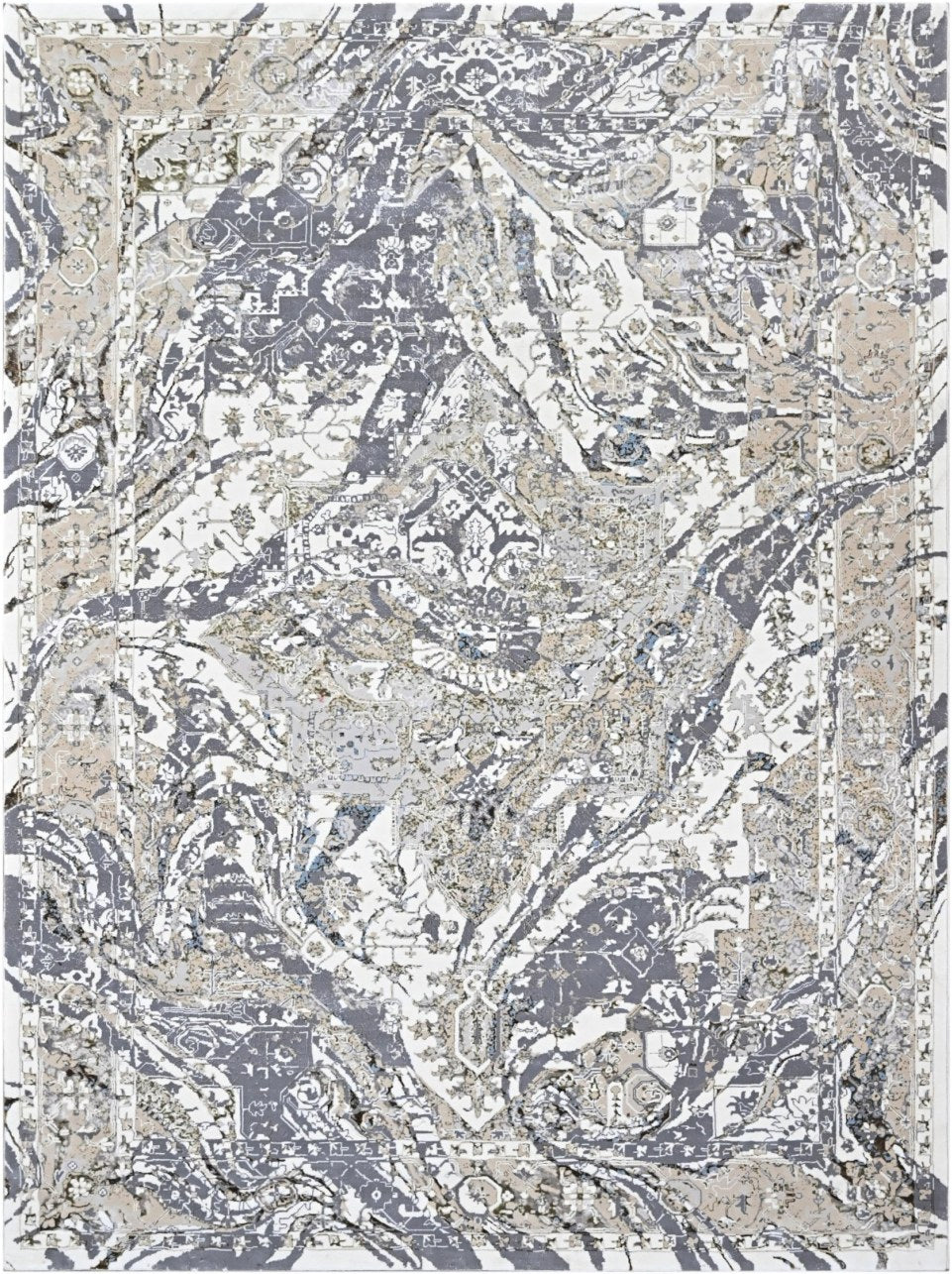 Almond Botanical Leaf Modern Area Rug, flat view