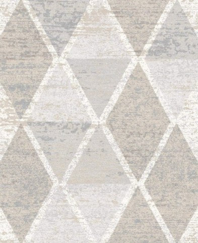 Almond Diamond Grid Modern Area Rug pattern detail