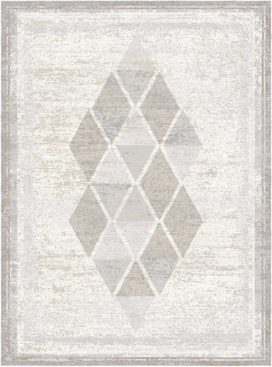 Almond Diamond Grid Modern Area Rug, flat view