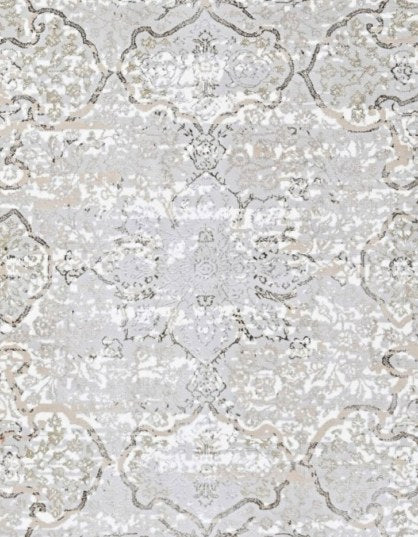 Almond Distressed Medallion Modern Area Rug pattern detail