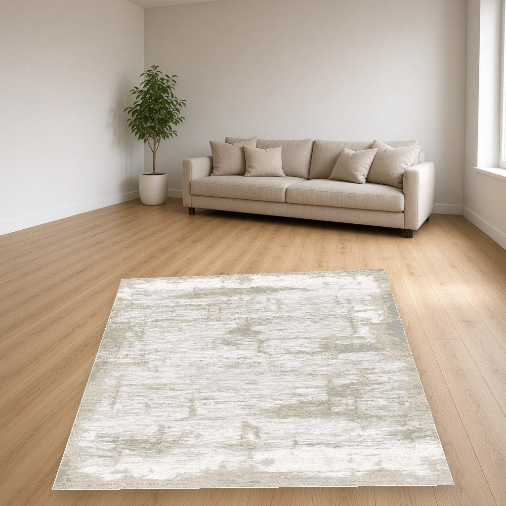 Almond Faded Abstract Modern Area Rug in a living room