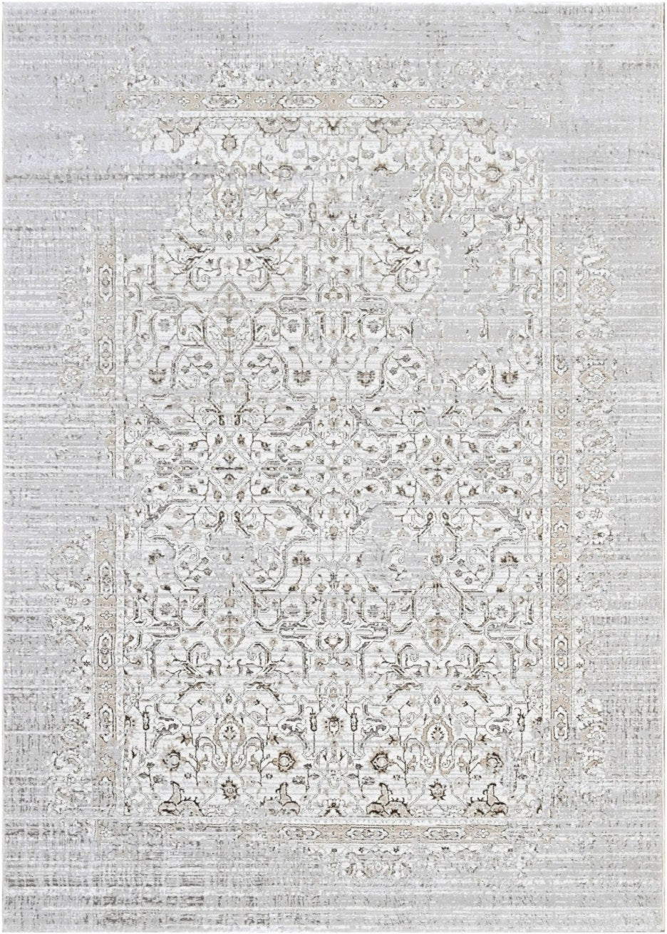 Almond Faded Medallion Modern Area Rug, flat view