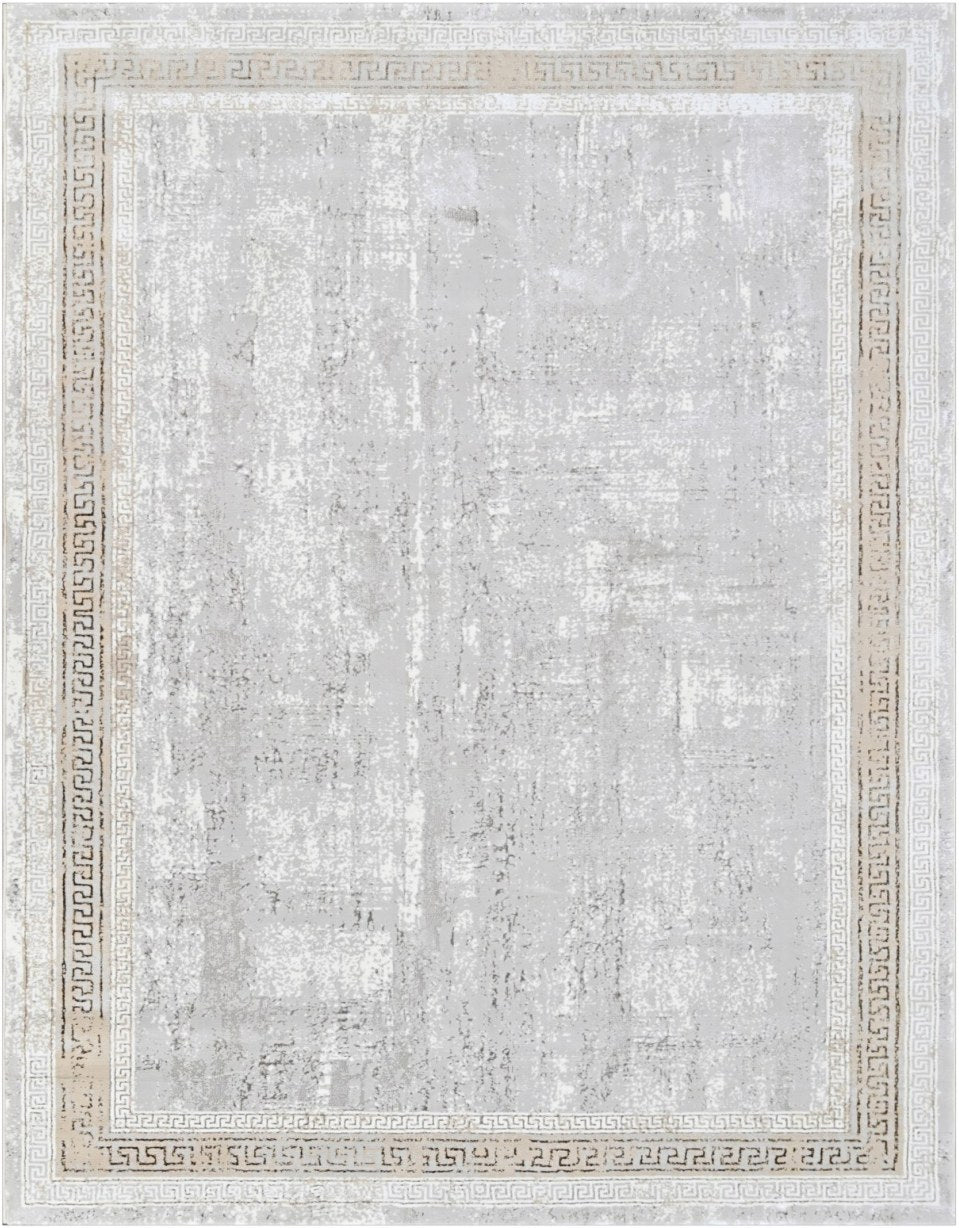 Almond Greek Key Modern Area Rug, flat view