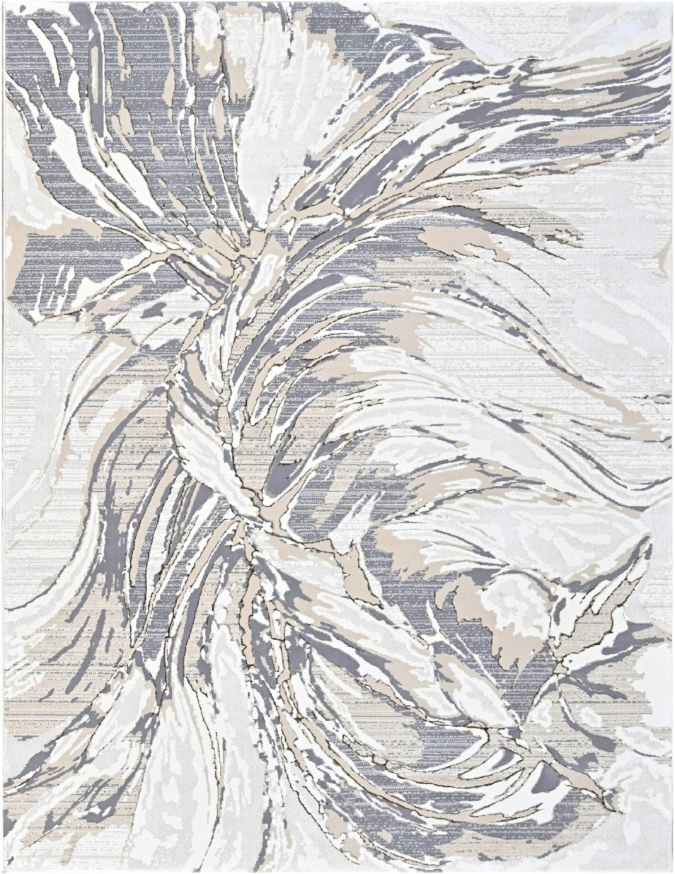 Almond Leaf Splash Modern Area Rug, flat view