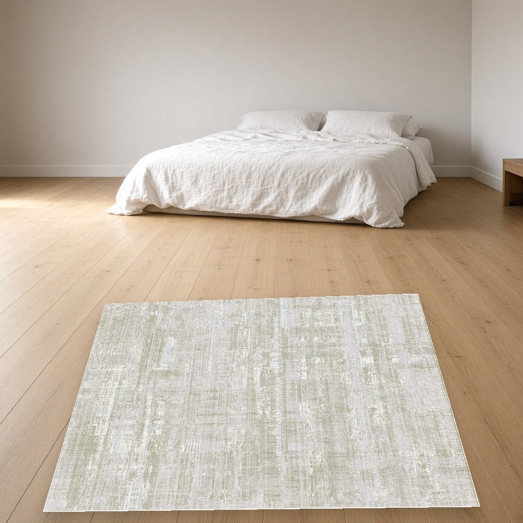 Almond Linear Texture Modern Area Rug in a bedroom
