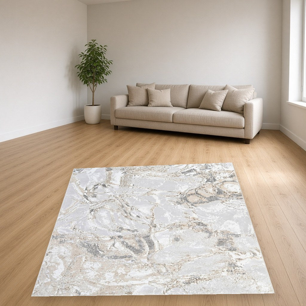 Almond Marble Cloud Modern Area Rug in a living room