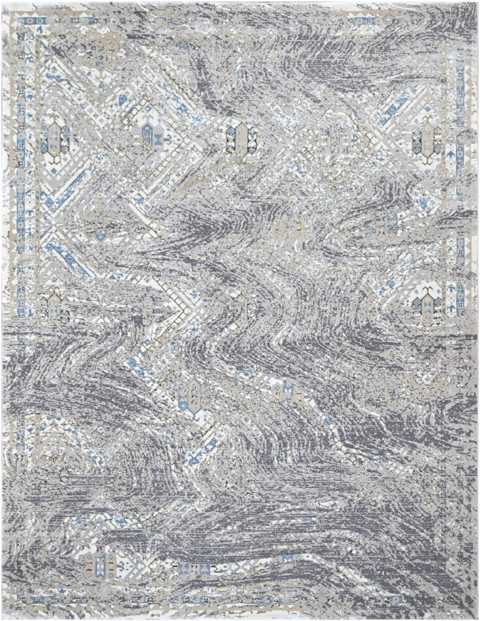 Almond Ornament Medallion Modern Area Rug, flat view