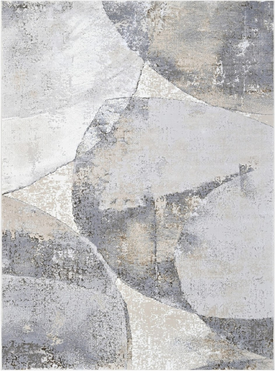 Almond Stone Block Modern Area Rug, flat view