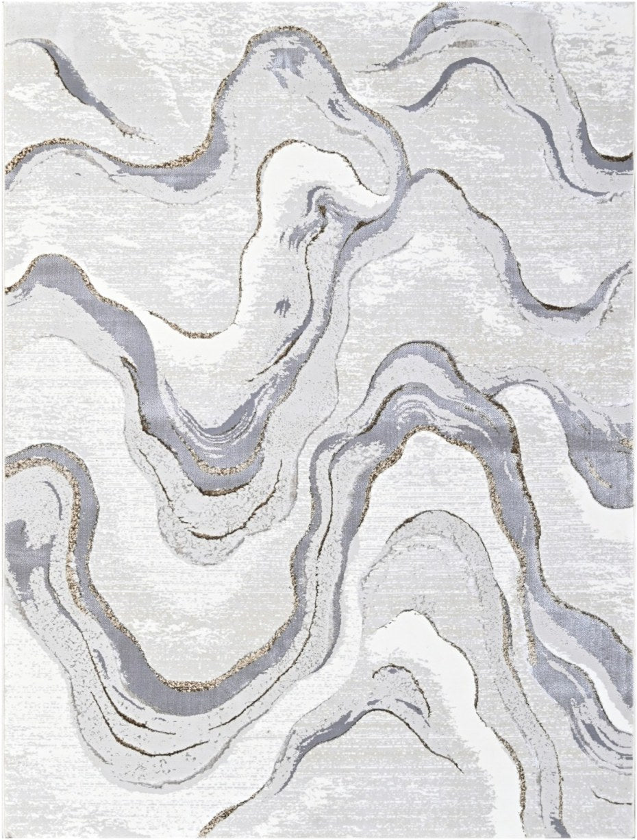 Almond Wave Marble Modern Area Rug, flat view