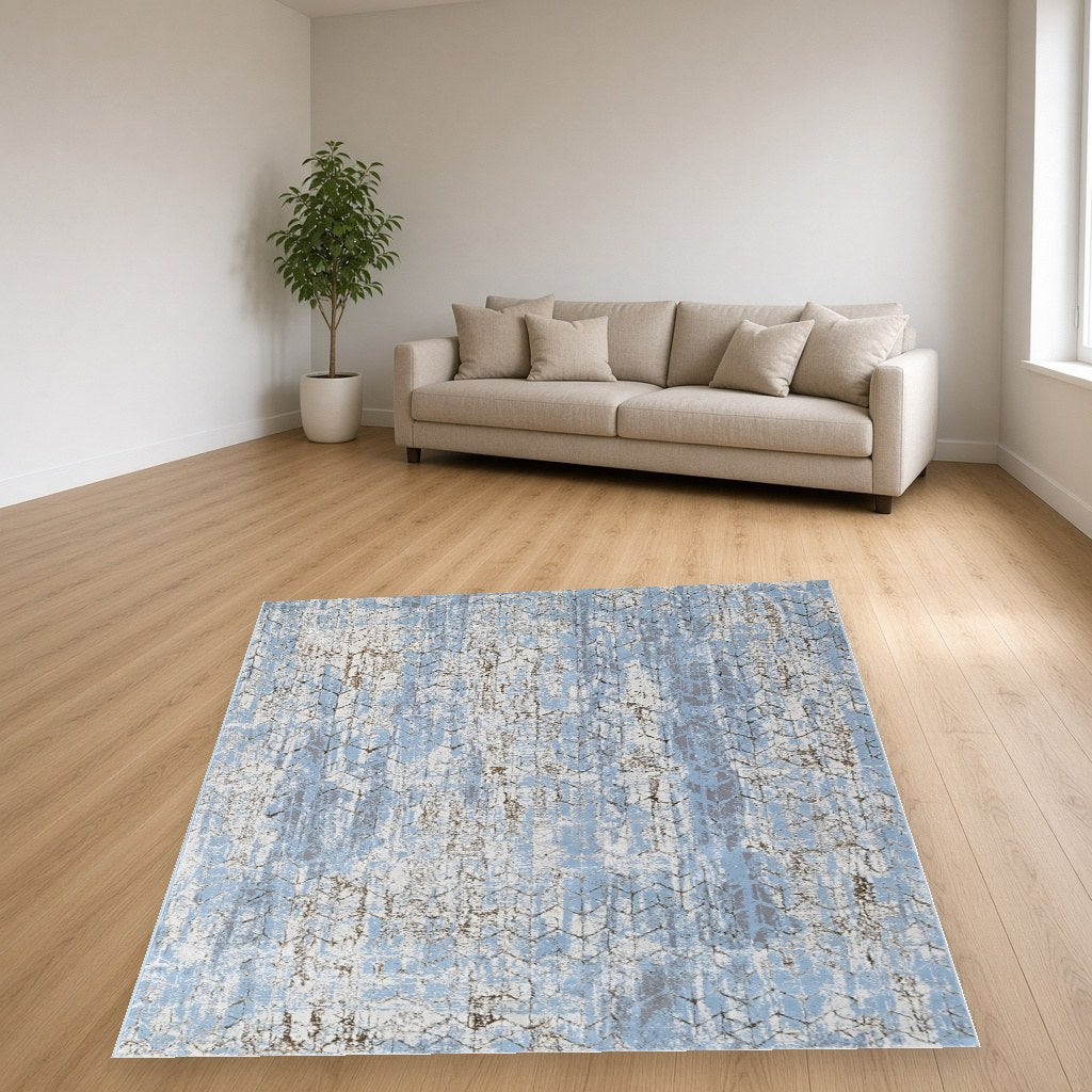 Iron Abstract Splash Modern Area Rug in a living room