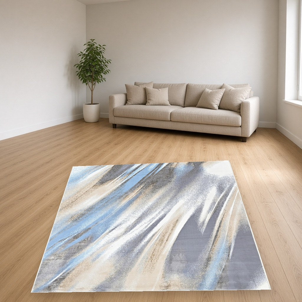 Iron Brushstroke Modern Area Rug in a living room