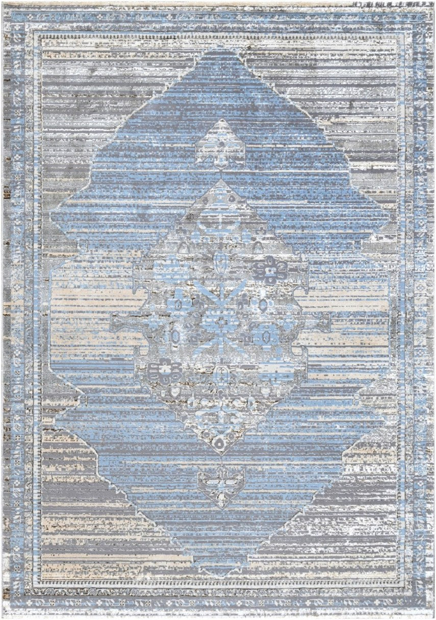Iron Center Medallion Modern Area Rug, flat view
