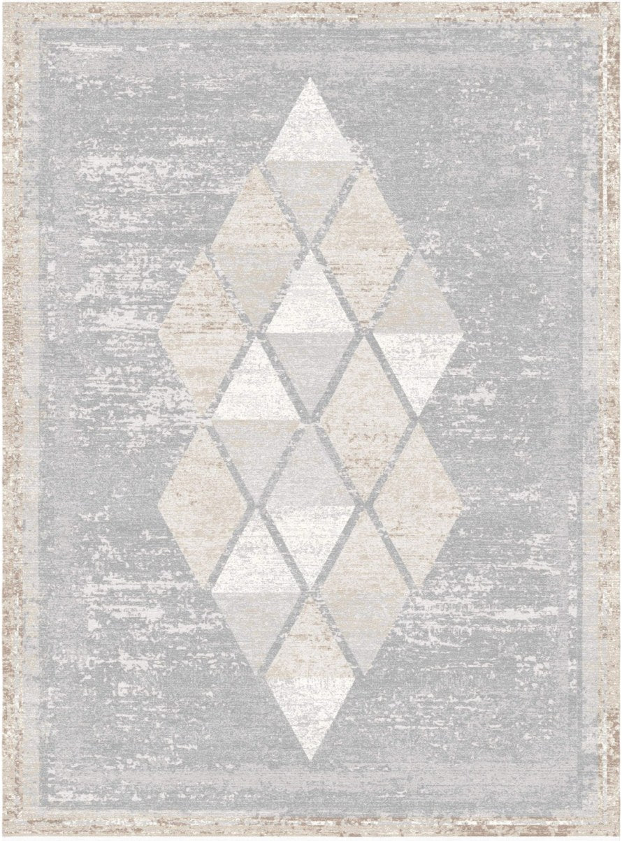 Iron Diamond Grid Modern Area Rug, flat view