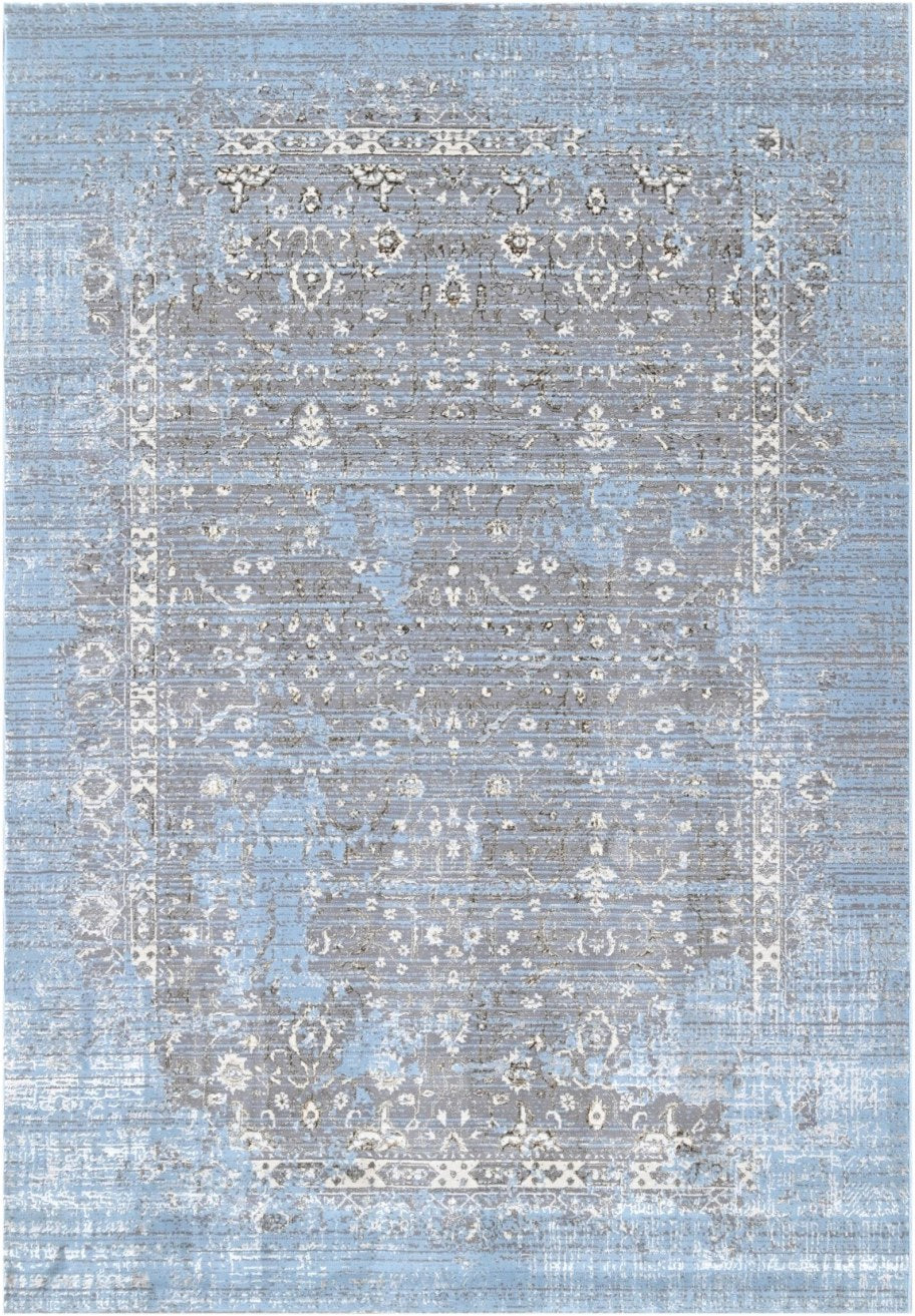Iron Faded Medallion Modern Area Rug, flat view