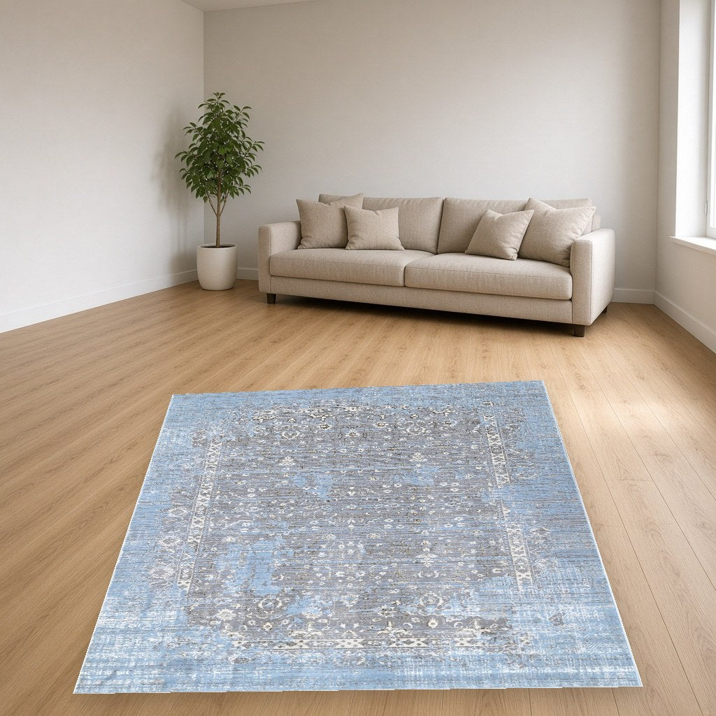 Iron Faded Medallion Modern Area Rug in a living room