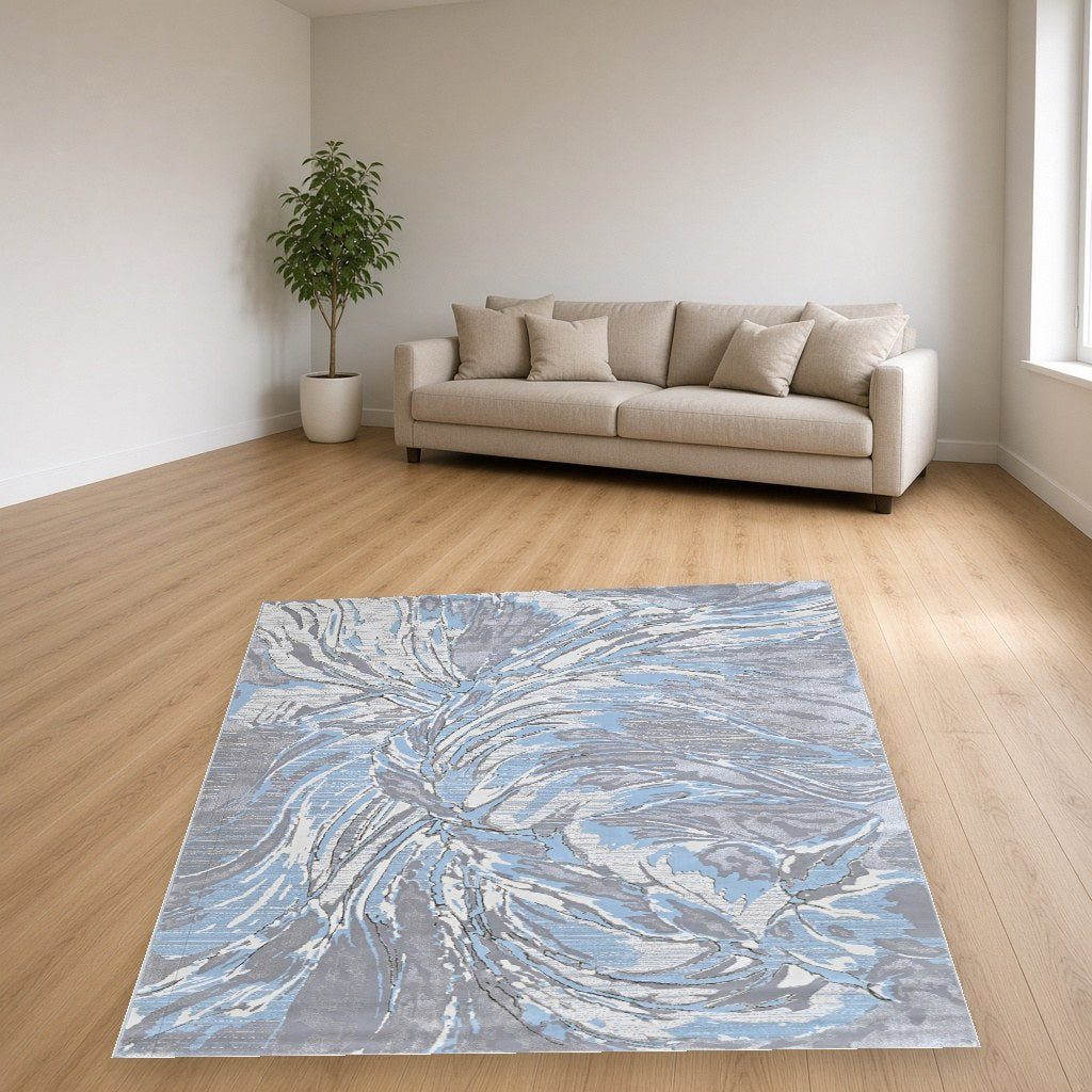 Iron Leaf Splash Modern Area Rug in a living room
