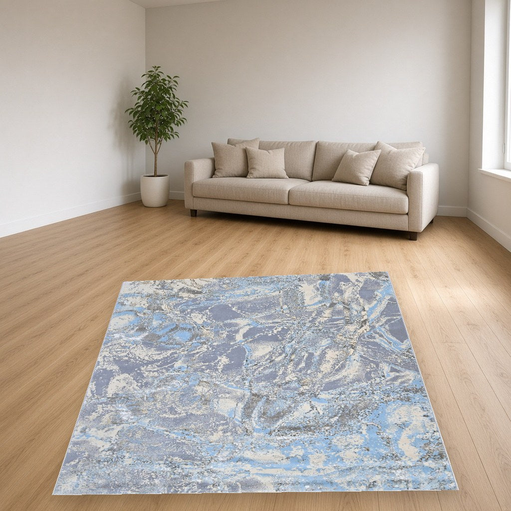 Iron Marble Cloud Modern Area Rug in a living room