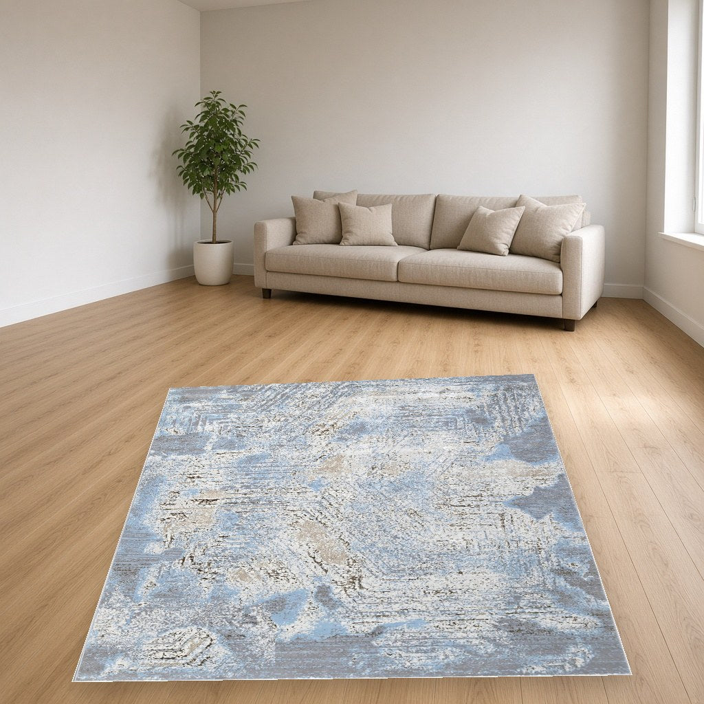 Iron Pale Wash Modern Area Rug in a living room