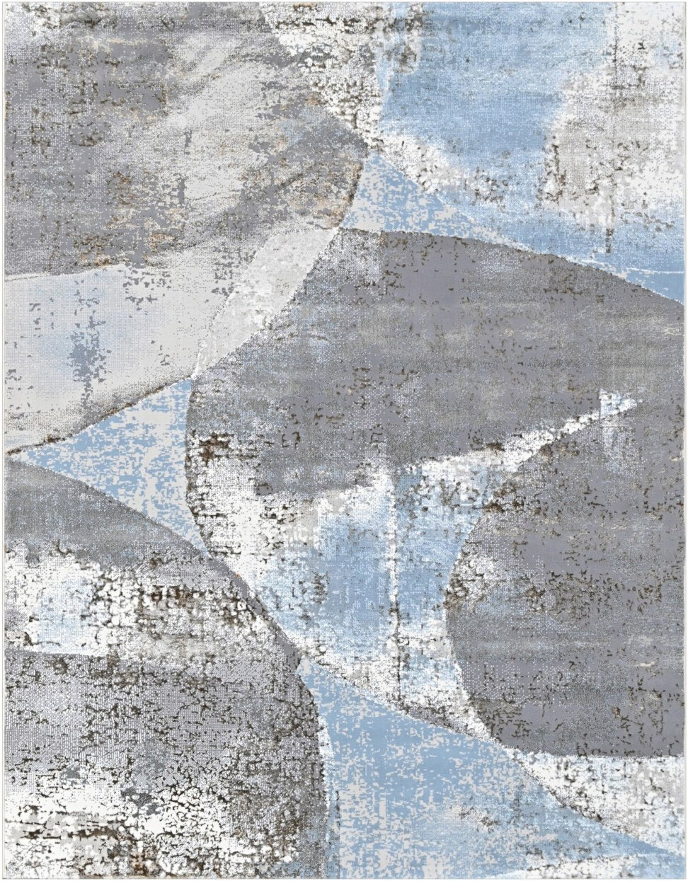 Iron Stone Block Modern Area Rug, flat view