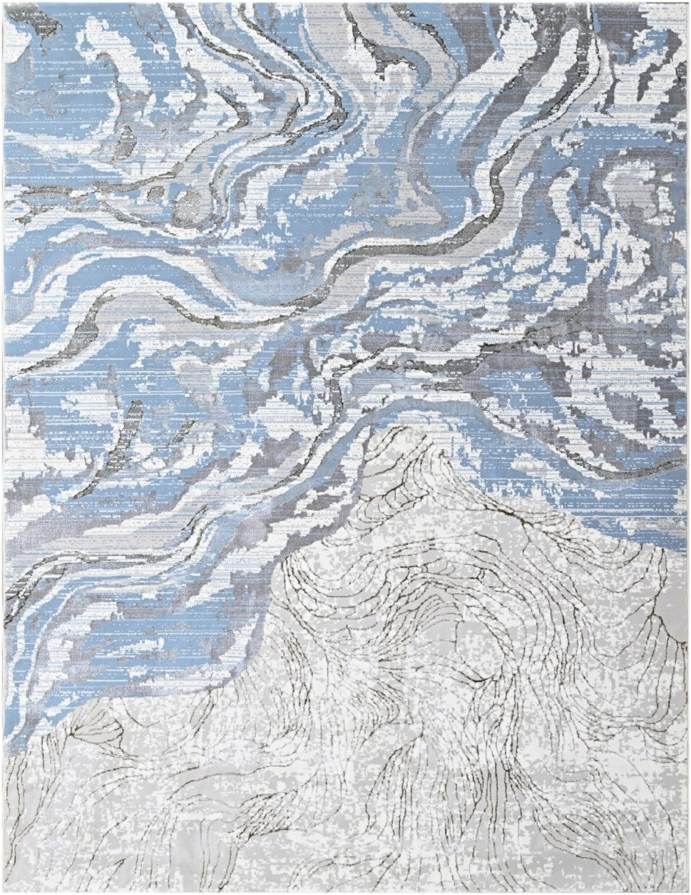 Iron Stone Streak Modern Area Rug, flat view