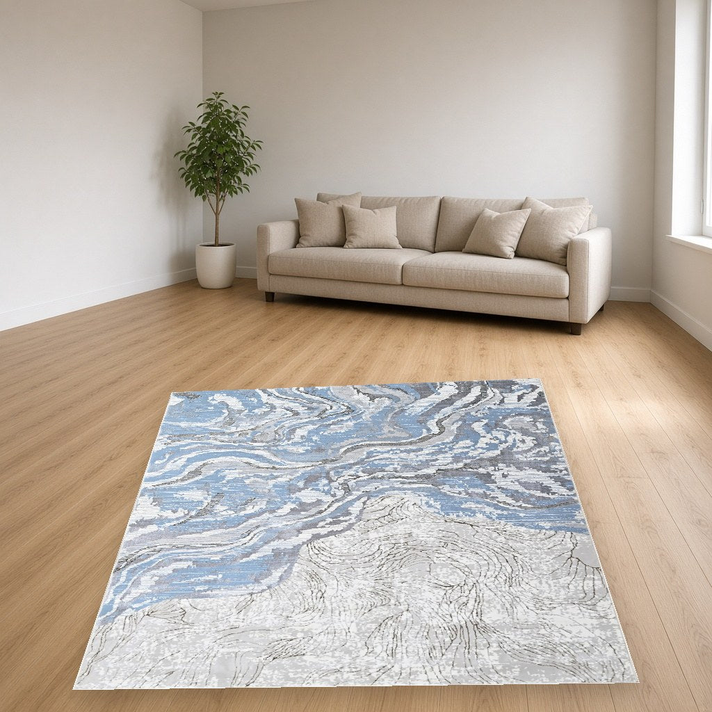 Iron Stone Streak Modern Area Rug in a living room