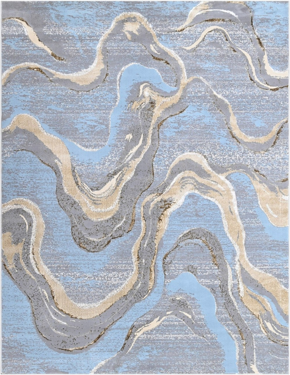 Iron Wave Marble Modern Area Rug, flat view