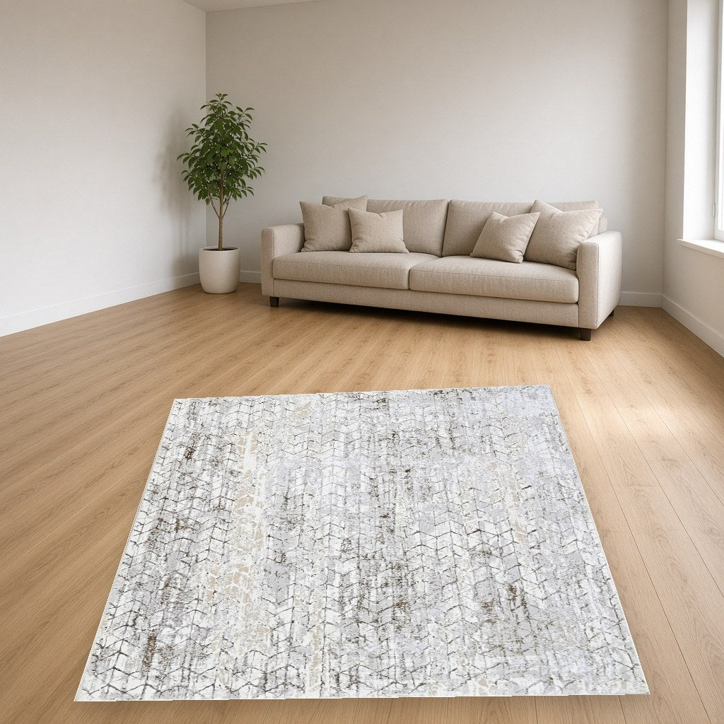 Pearl Abstract Splash Modern Area Rug in a living room