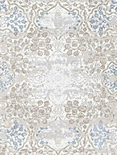 Pearl Distressed Medallion Modern Area Rug pattern detail