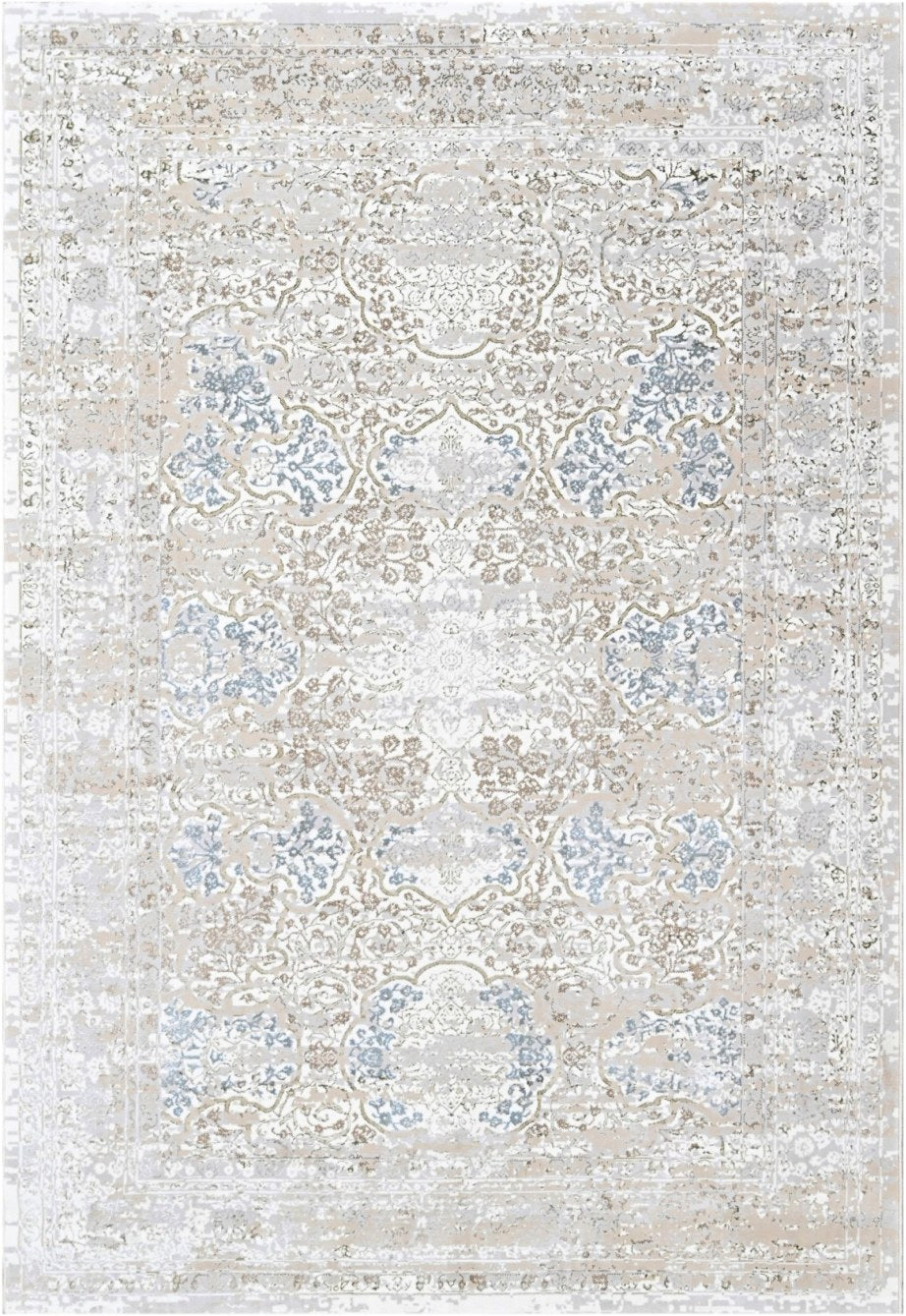 Pearl Distressed Medallion Modern Area Rug, flat view