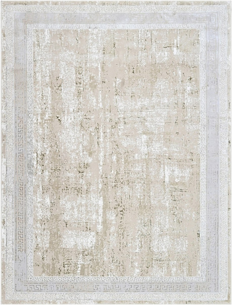 Pearl Greek Key Modern Area Rug, flat view