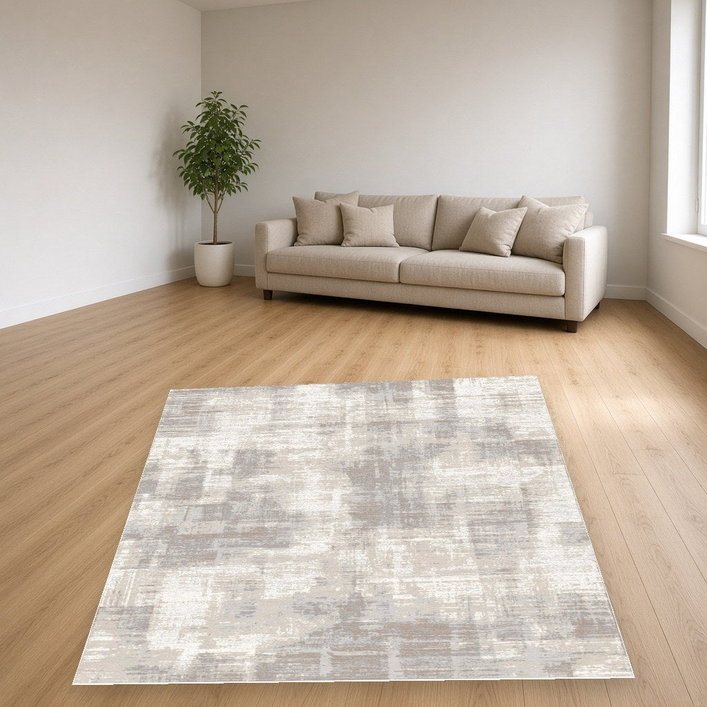 Pearl Mottled Abstract Modern Area Rug in a living room