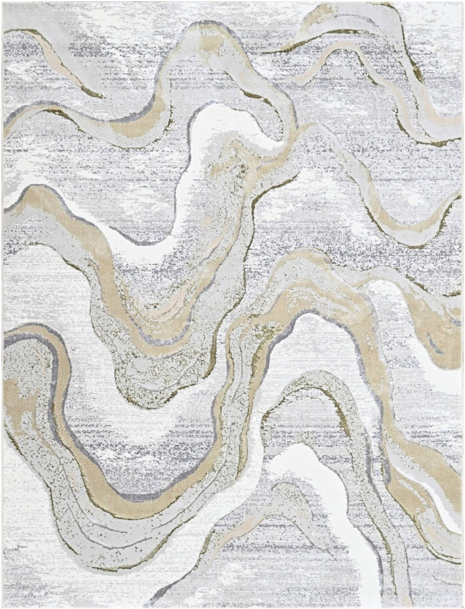 Pearl Wave Marble Modern Area Rug, flat view