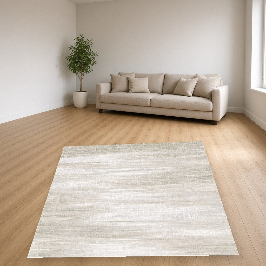 Pista Sand Stripe Modern Area Rug in a living room