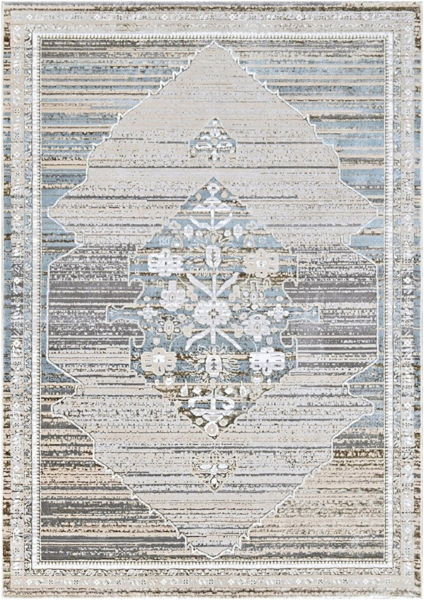 Platinum Center Medallion Modern Area Rug, flat view