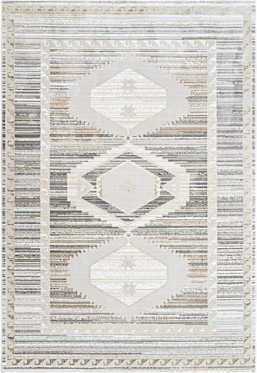 Platinum Diamond Border Modern Area Rug, flat view