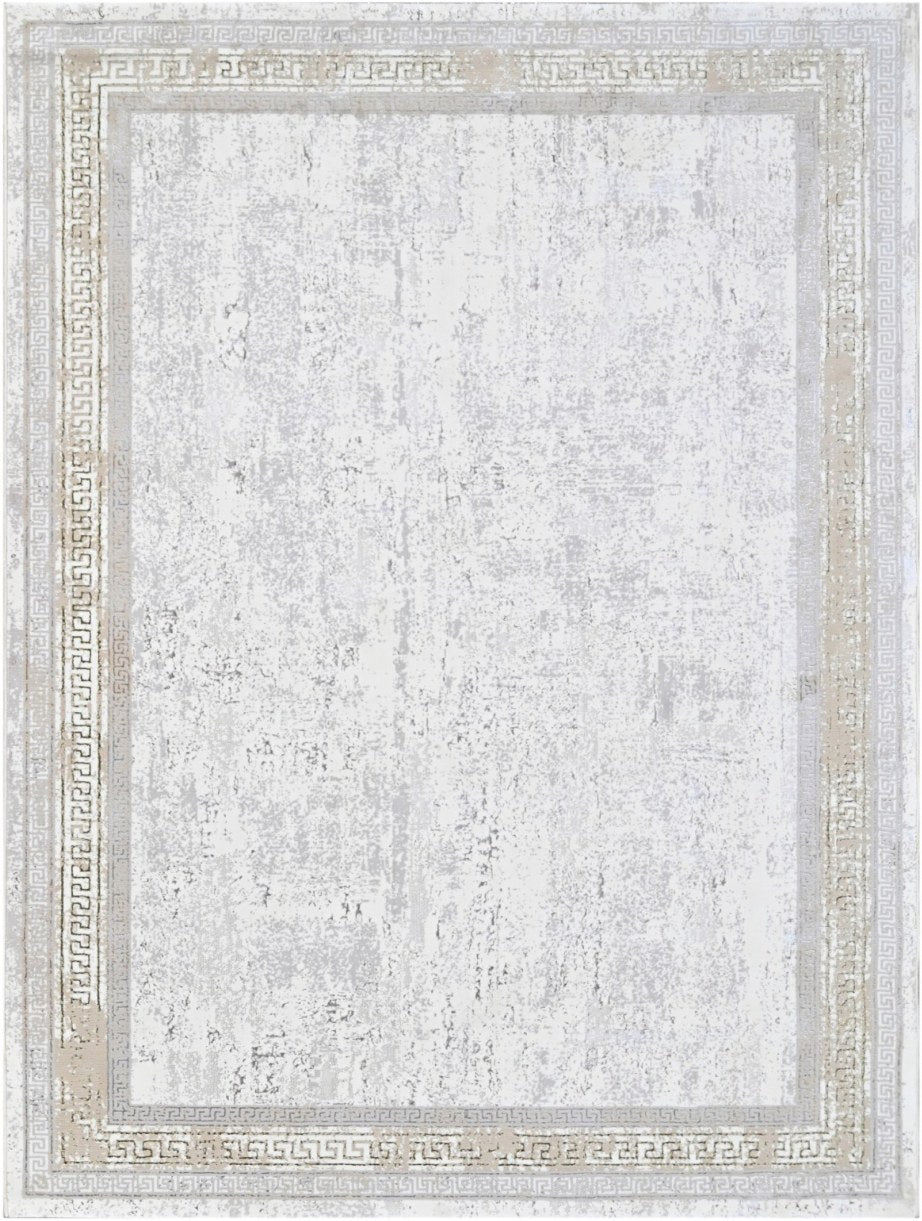 Platinum Greek Key Modern Area Rug, flat view