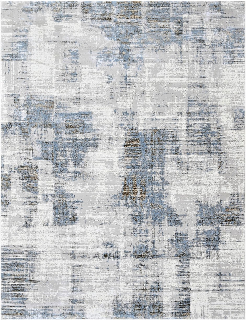Platinum Mottled Abstract Modern Area Rug, flat view