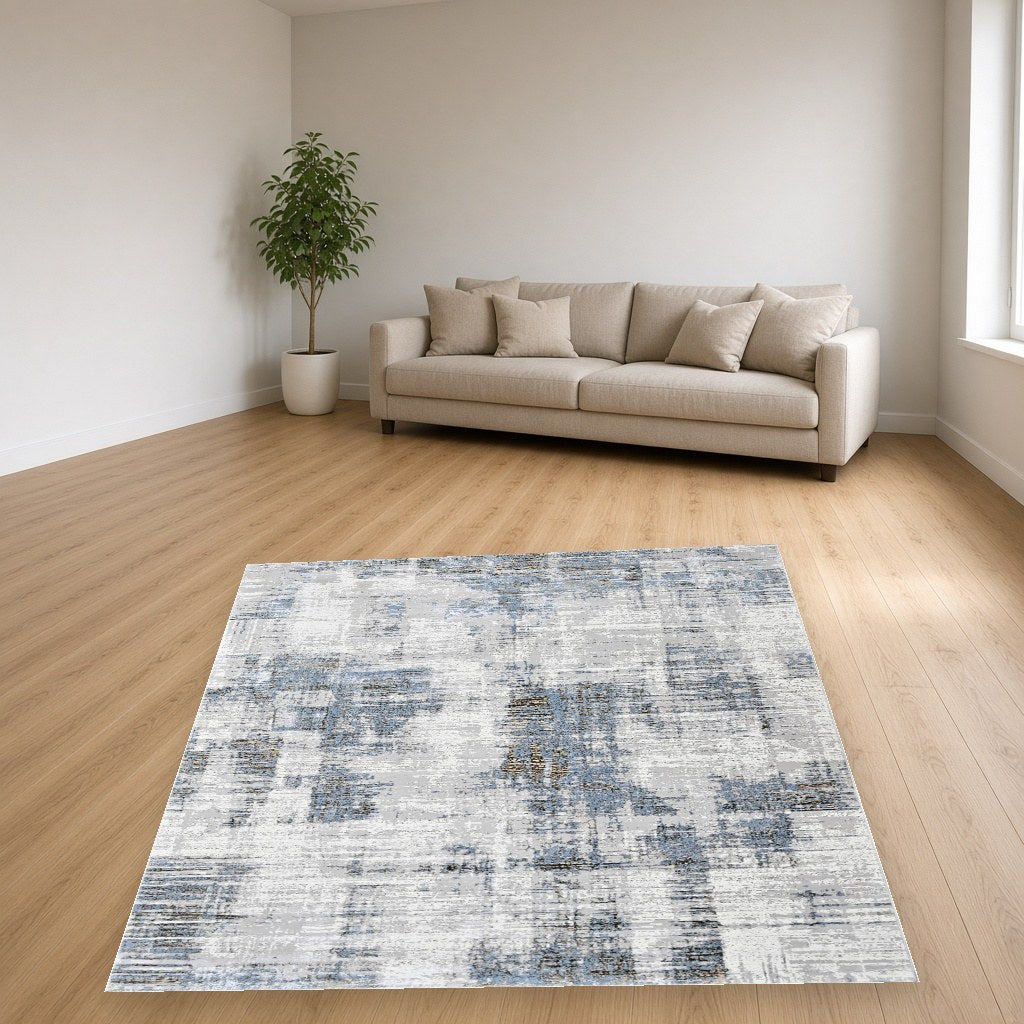 Platinum Mottled Abstract Modern Area Rug in a living room