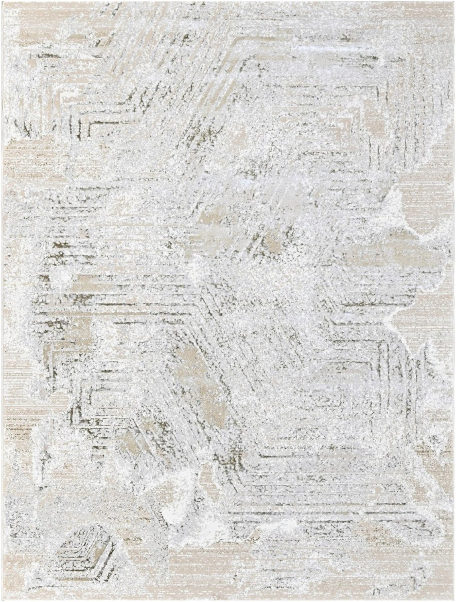 Platinum Pale Wash Modern Area Rug, flat view