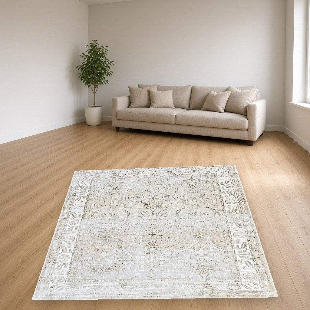 Platinum Soft Abstract Modern Area Rug in a living room