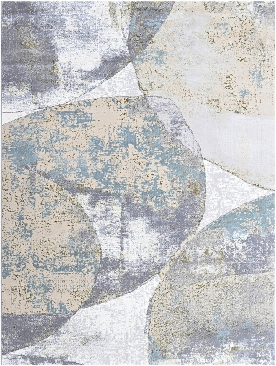 Platinum Stone Block Modern Area Rug, flat view