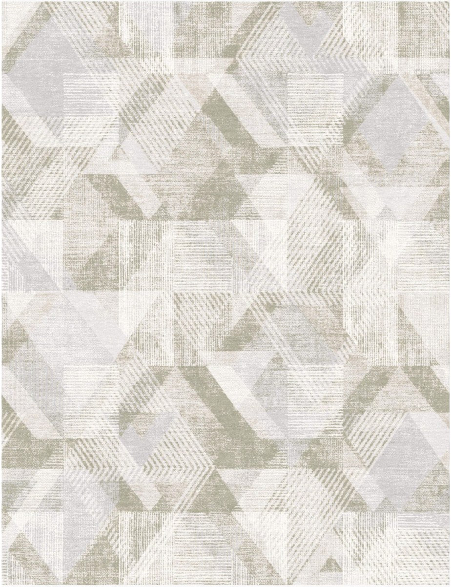Platinum Triangle Grid Modern Area Rug, flat view