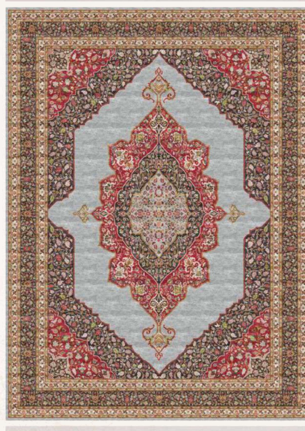 Grey Pointed Medallion Heritage Rug, flat view