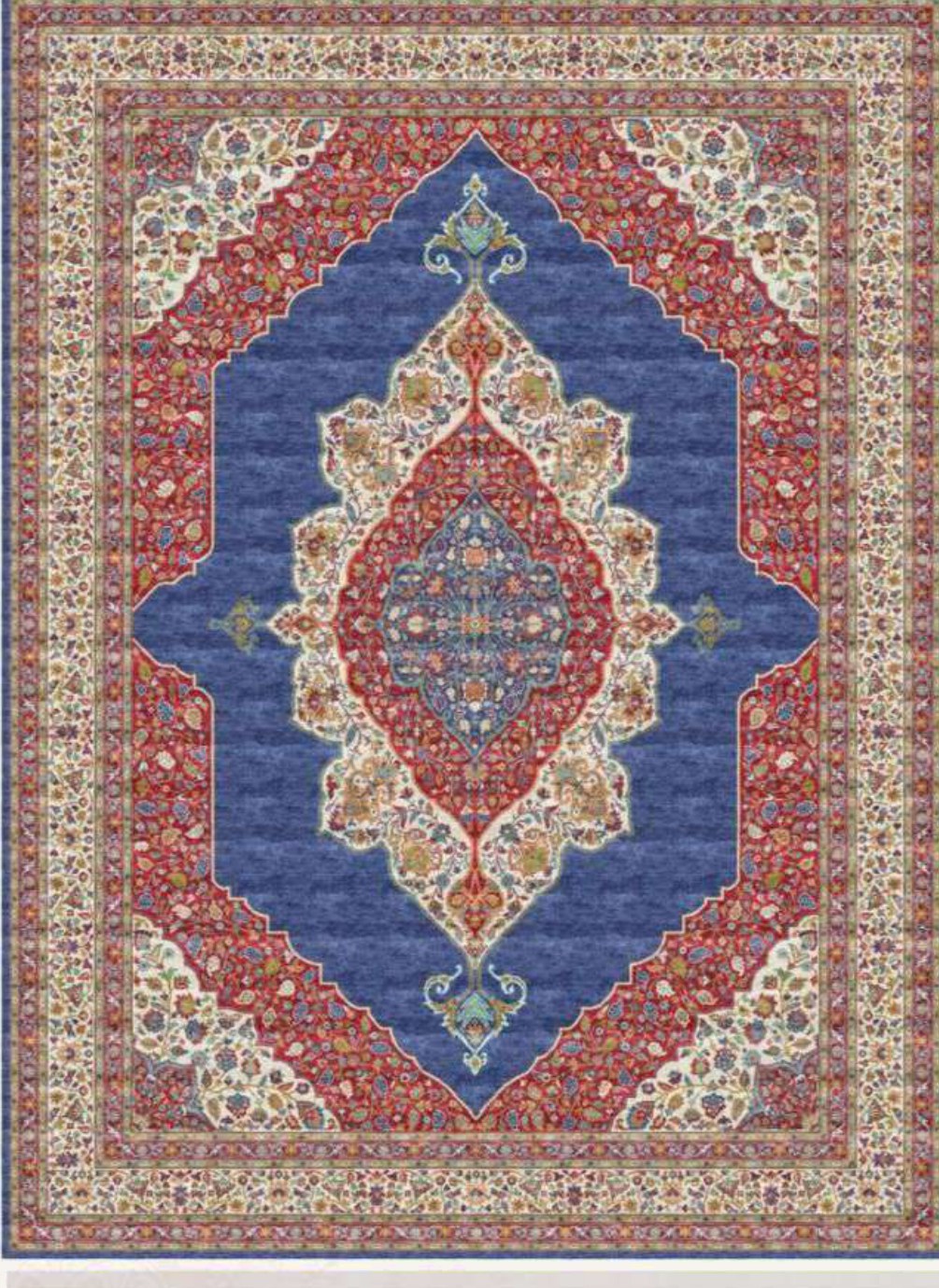 Navy Pointed Medallion Heritage Rug, flat view