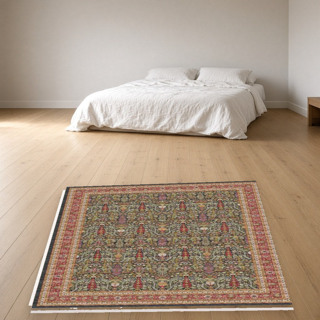 Ivory All-over Heritage Rug in a bedroom