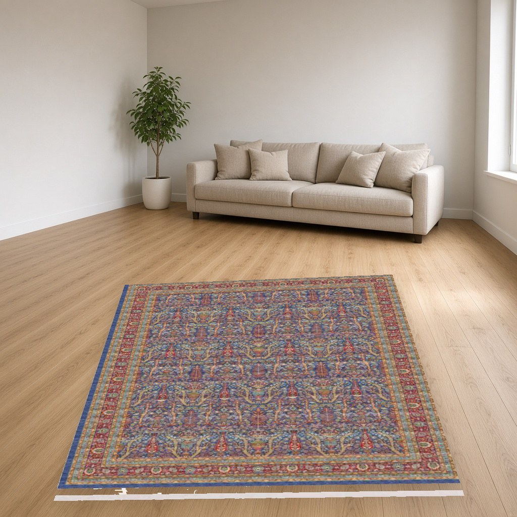 Blue Garden Heritage Rug in a living room
